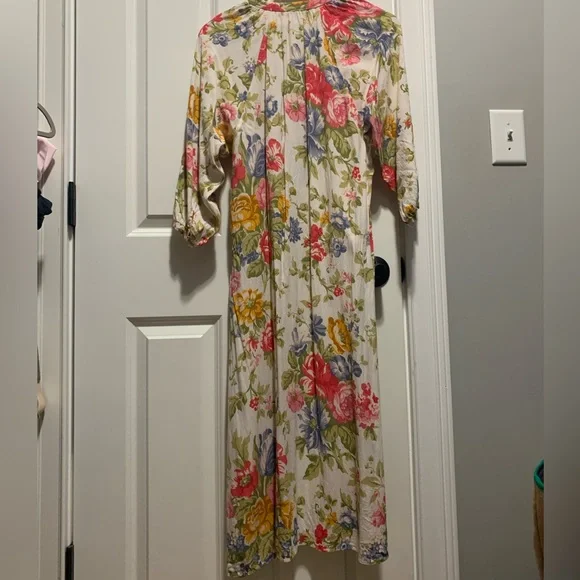 ZARA ECRU FLORL PRINT MIDI FLOWING DRESS - Picture 13 of 13